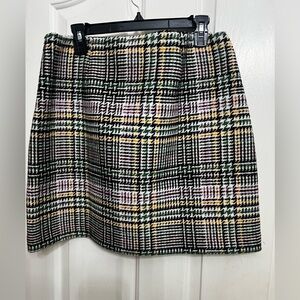 LOFT Plaid Mini Skirt - Black, White, Yellow, Green
